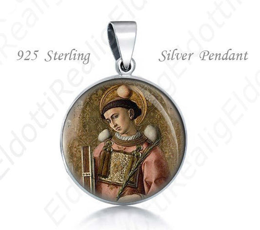 St Stephen Stephan First Martyr of Christianity Religious Christian 925 Sterling Silver Medal Round Pendant 20mm Jewelry for Necklace