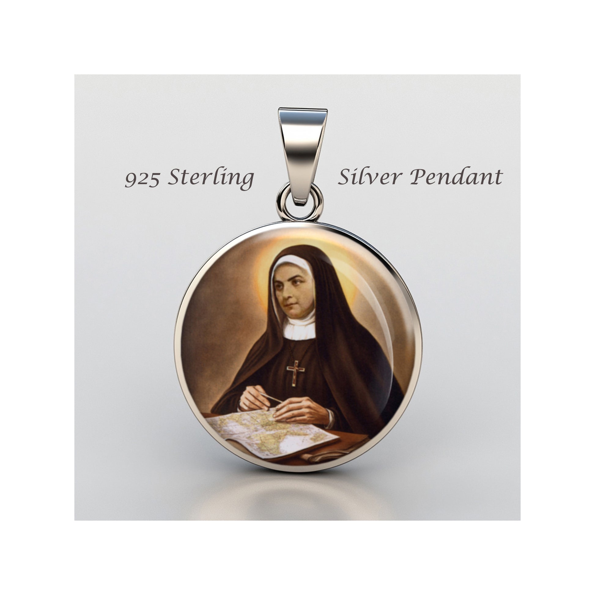 Saint Maria Soledad Catholic sterling silver 925 Christian Medal Patron Pendant image 0