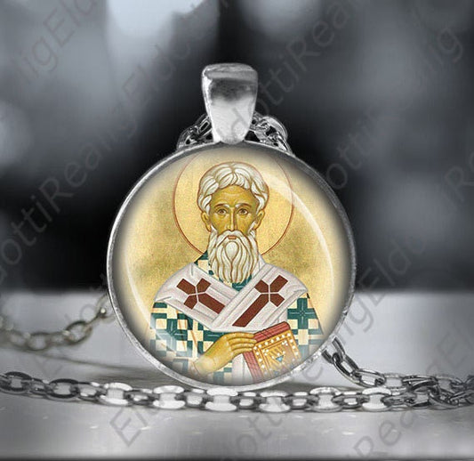 St. Leo the Great Catholic Necklace. Pope of Rome Saint Leo Religious Jewelry Medal. Patron Round Medal Medallion.