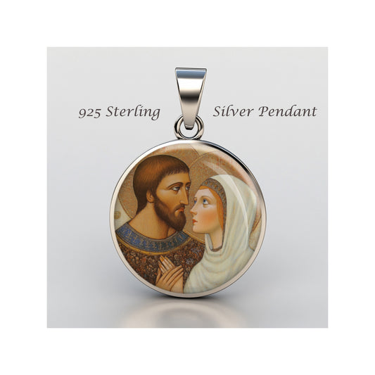 Saint Priscilla And St Aquila Catholic sterling silver 925 Christian Medal image 0