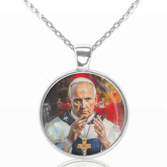 Saint Pope John Paul II Art Painted Catholic Necklace Pendant Christian Religious Jewelry