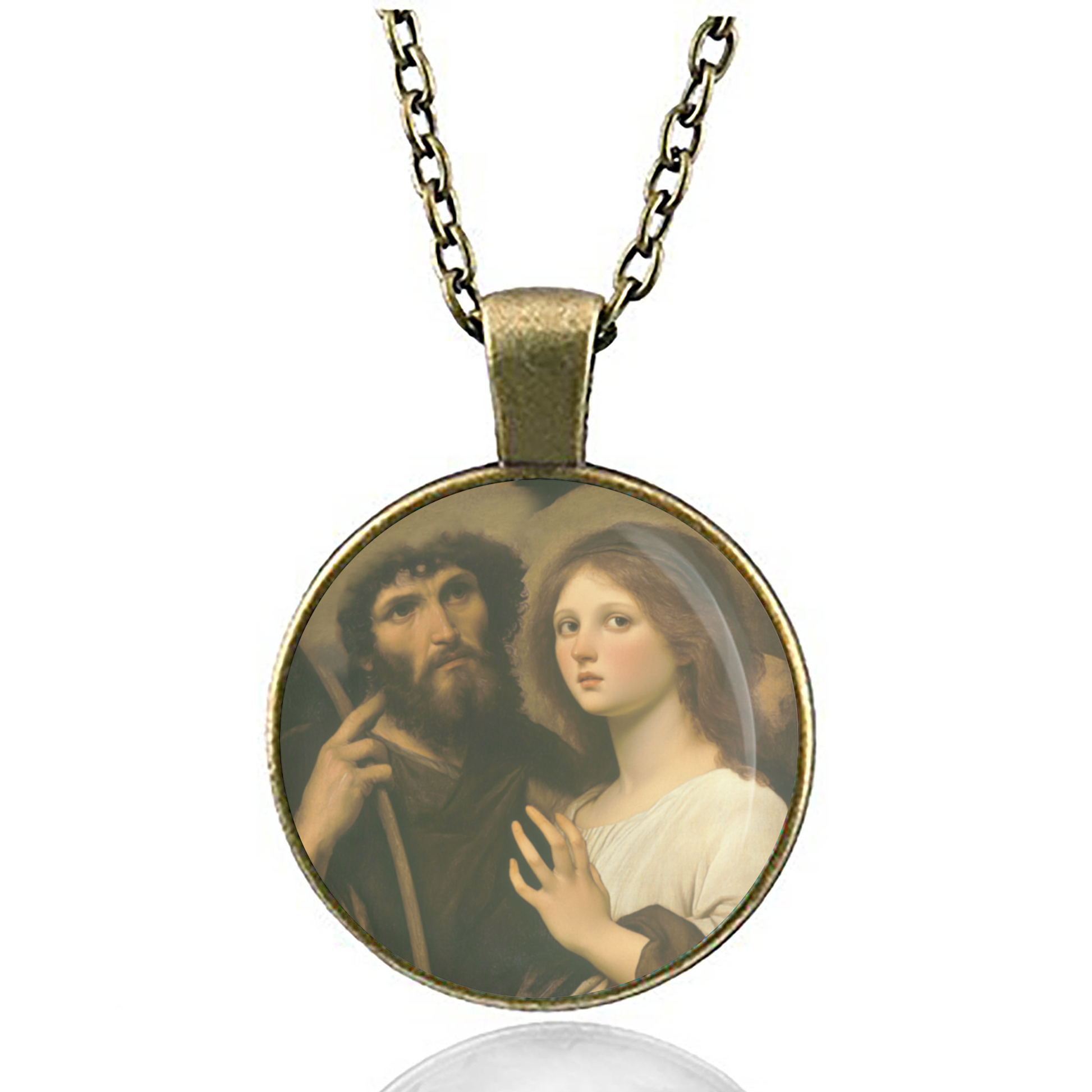 St. Roch With Angel Necklace Catholic Saint Pendant Medal image 4