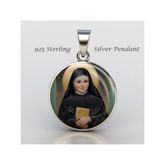 Saint Faustine Kowalska Catholic sterling silver 925 Christian Medal Patron image 0