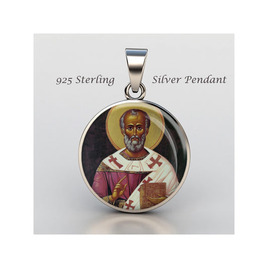 Saint Nicholas Of Bari Religious Devotional sterling silver 925 Christian Medal Patron
