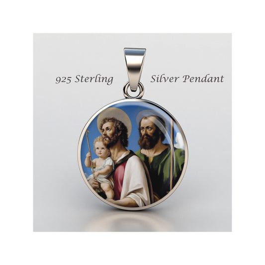 Saint Christopher W St Peter Religious Devotional sterling silver 925 Christian Medal Patron