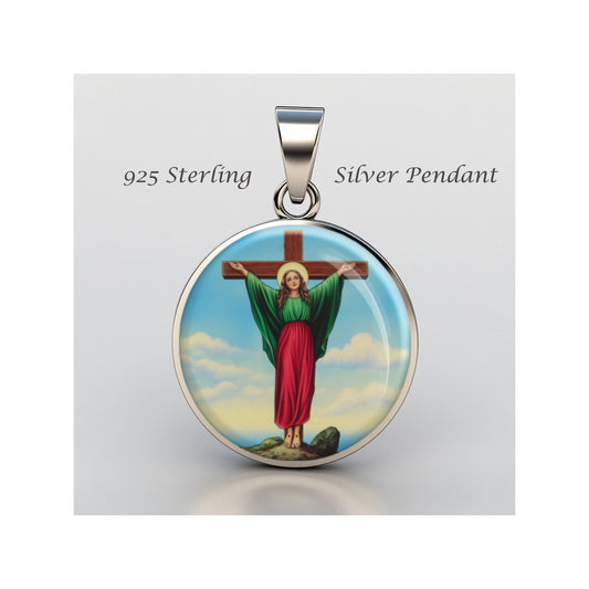 Saint Liberata Saint Wilgefortis Catholic sterling silver 925 Christian Medal image 0