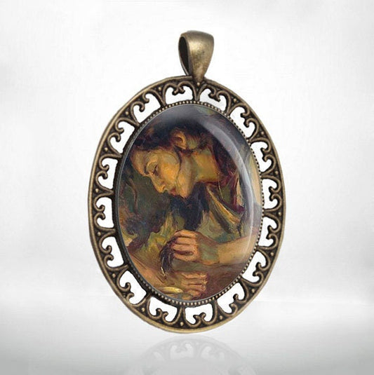 Mary Magdalene Anointing Jesus' feet Bronze Pendant