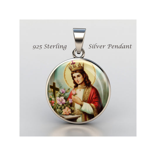 Saint Casimir Catholic sterling silver 925 Christian Medal Patron Pendant image 0