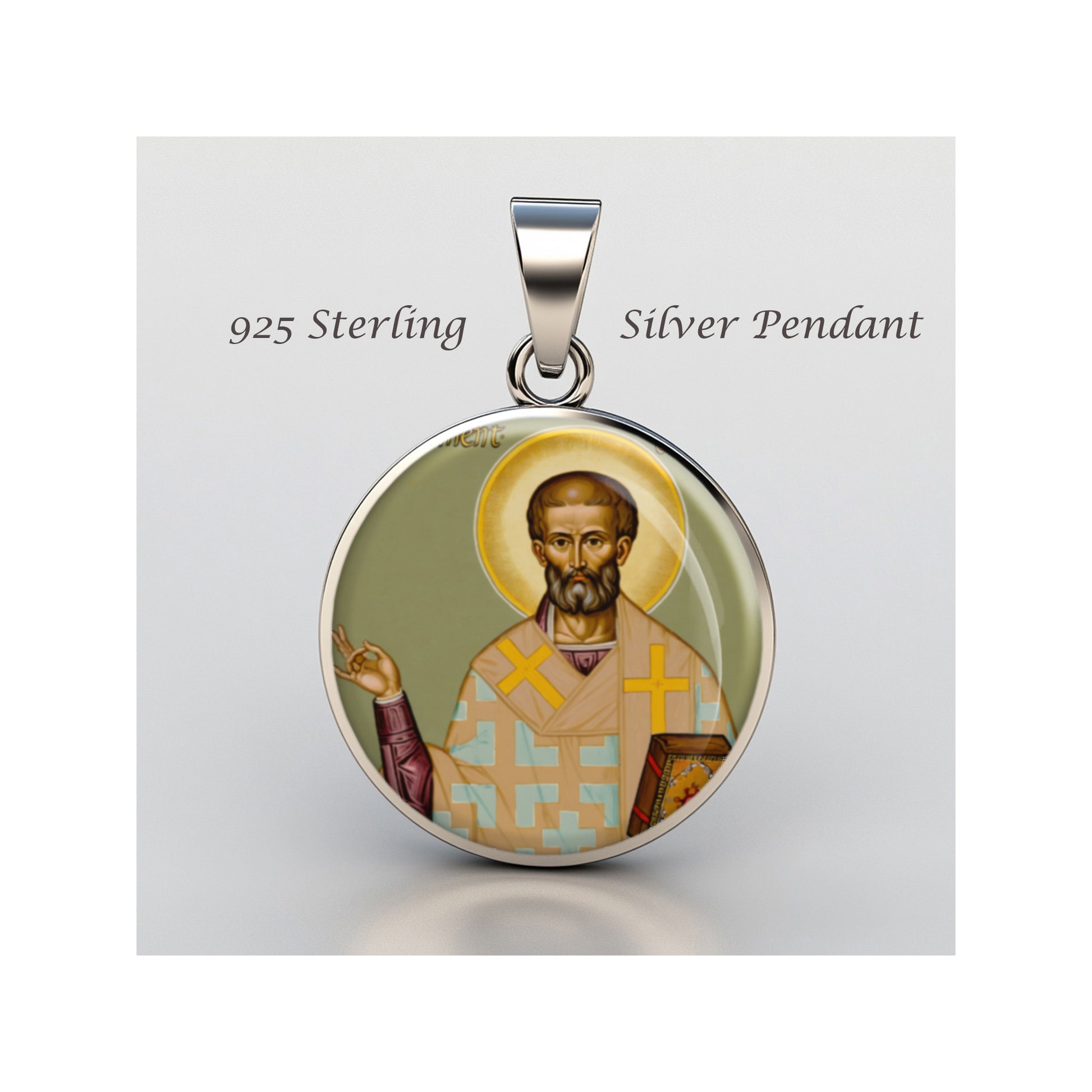 Saint Clement Of Metz Catholic sterling silver 925 Christian Medal Patron image 0