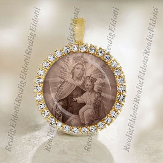 Our Lady of Mount Carmel Religious Christian Catholic Gold Medal Pendant Jewelry