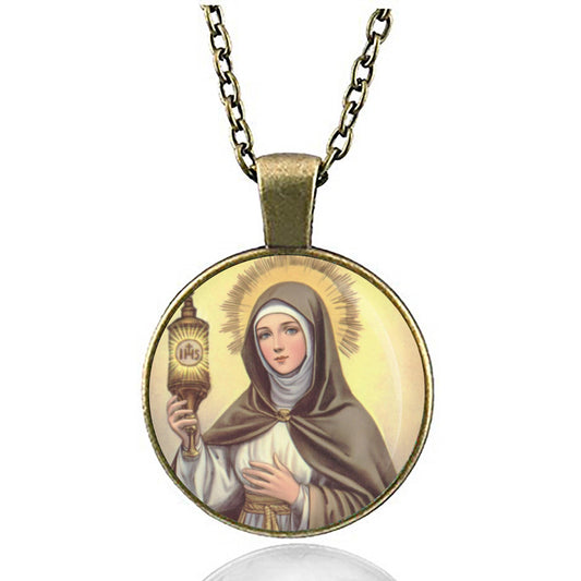 St. Clare of Assisi Catholic Religious Jewelry Patron Saint Medal Pendant