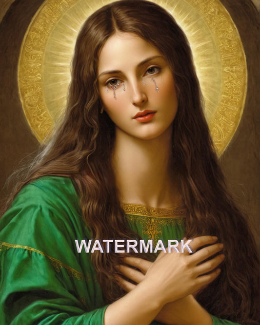 Saint Mary Magdalene In Green Dress Religious Art Digital Image image 0