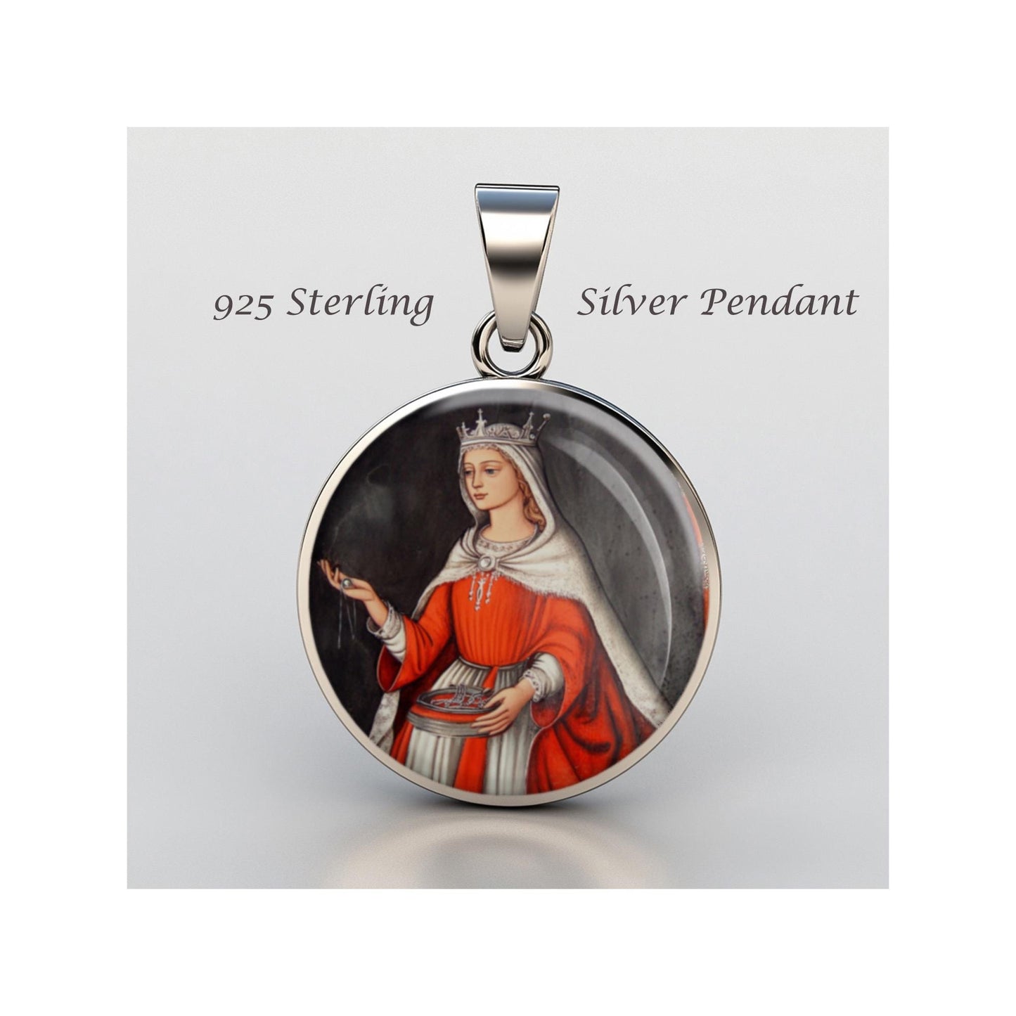 Saint Adelaide Religious Christian sterling silver 925 Christian Medal Patron Pendant