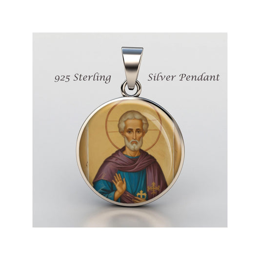 Saint Enoch Religious Devotional sterling silver 925 Christian Medal Patron Pendant
