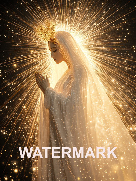Mother Mary Queen Starry Night Sky Religious Art Digital Image image 0