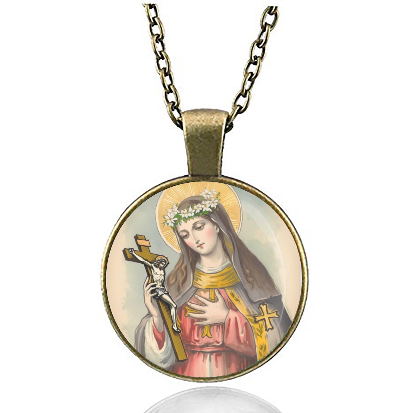 St. Flora Necklace Medal Pendant Christian Religious Jewelry