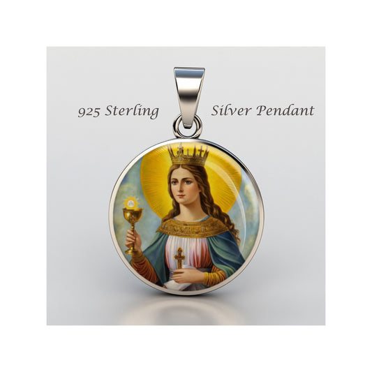 Saint Barbara Catholic sterling silver 925 Christian Medal Patron Pendant image 0