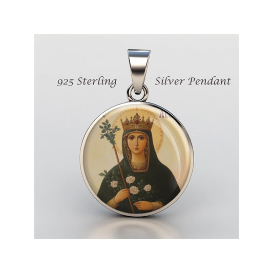 Saint Alena Religious Devotional sterling silver 925 Christian Medal Patron Pendant