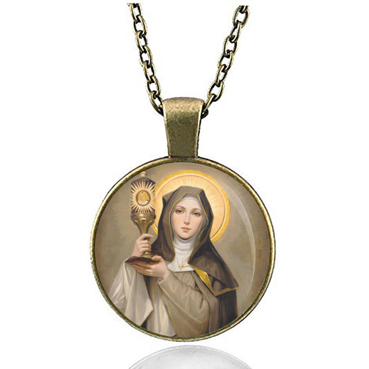 St. Clare of Assisi Italian Saint Catholic Necklace