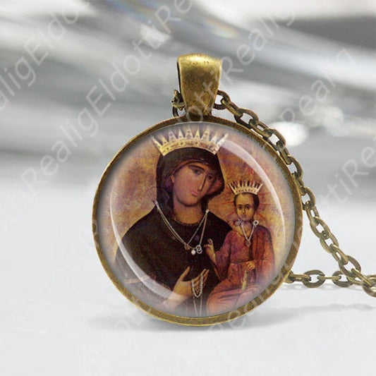 Madonna of Peace Catholic Necklace Our Lady w Baby Jesus Rosary  Medal Religious Madonna della Pace Pendant Jewelry NEW