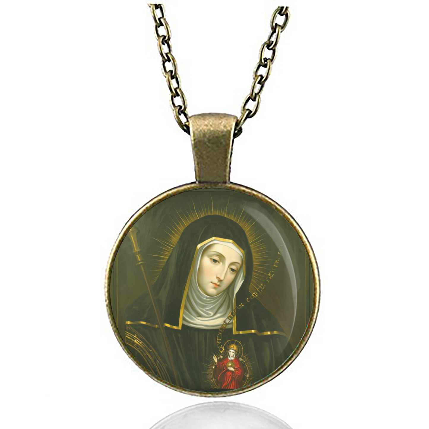 St. Gertrude The Great Necklace Catholic Saint Pendant Medal image 4