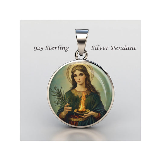 Saint Agatha Religious Devotional sterling silver 925 Christian Medal Patron Pendant