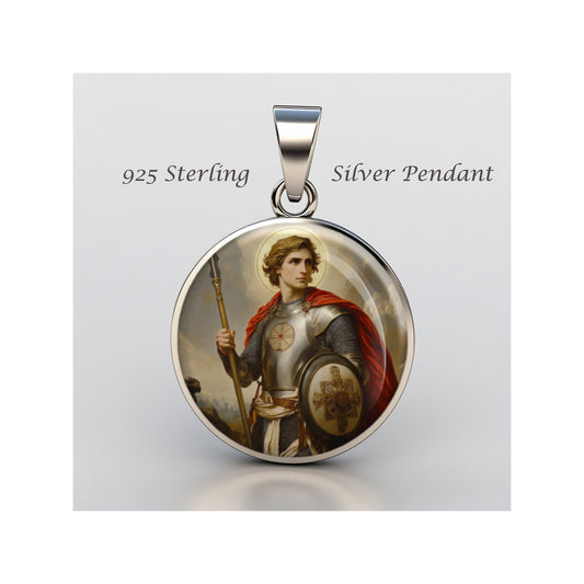 Saint George Catholic sterling silver 925 Christian Medal Patron Pendant image 0