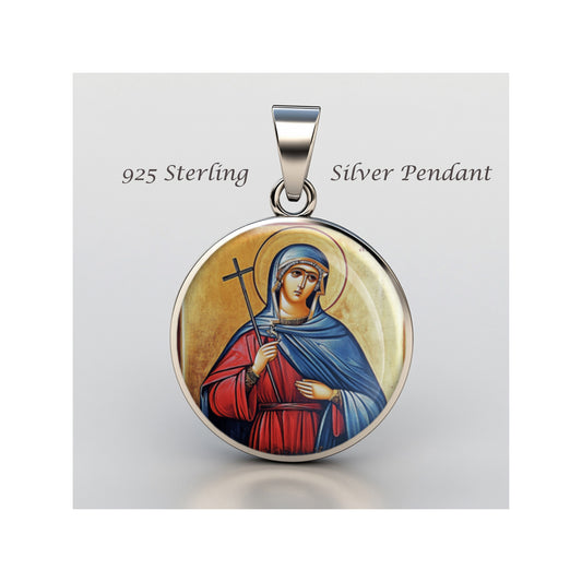 Saint Olympias Catholic sterling silver 925 Christian Medal Patron Pendant image 0