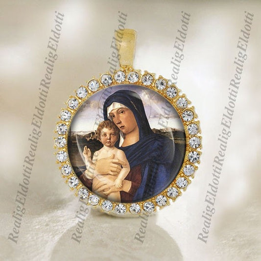 The Contarini Madonna by Giovanni Bellini Religious Art Christian Catholic Gold Medal Pendant Jewelry
