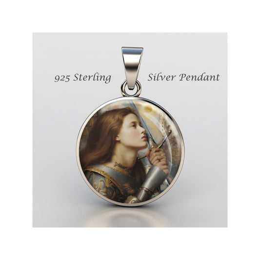 Saint Joan Arc Kisses The Sword Liberation Catholic sterling silver 925  Medal image 0