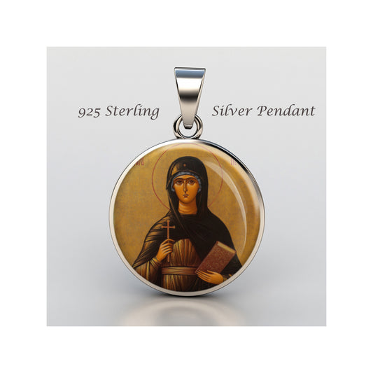 Saint Euphemia Catholic sterling silver 925 Christian Medal Patron Pendant image 0