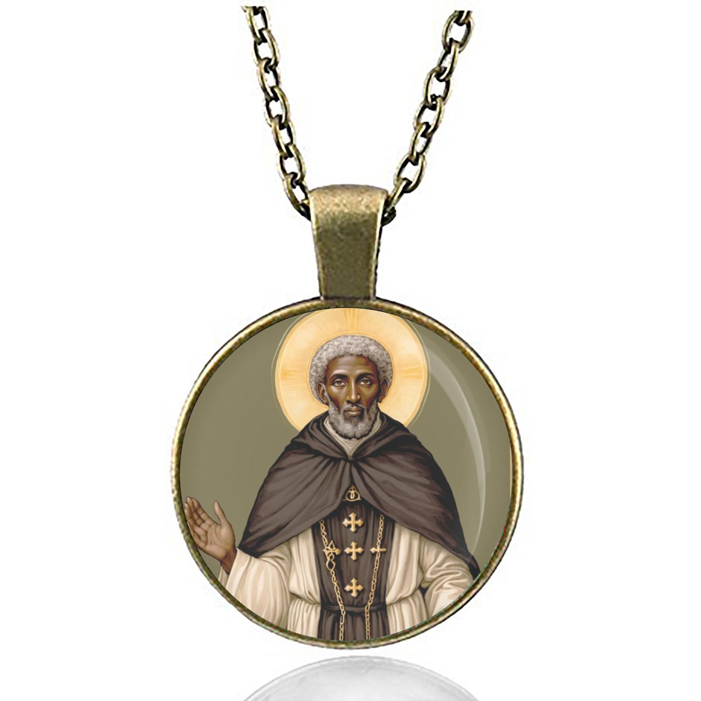 St Benedict the Moor Necklace Pendant Medal Religious