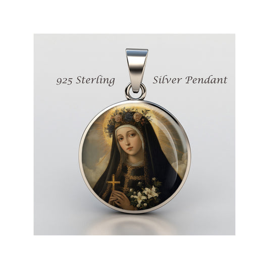 Saint Columba Of Rieti Catholic sterling silver 925 Christian Medal Patron image 0