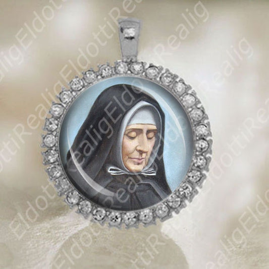 St Jeanne Jugan Sister Mary of the Cross Catholic Medal Silver Tone Size 34x42mm