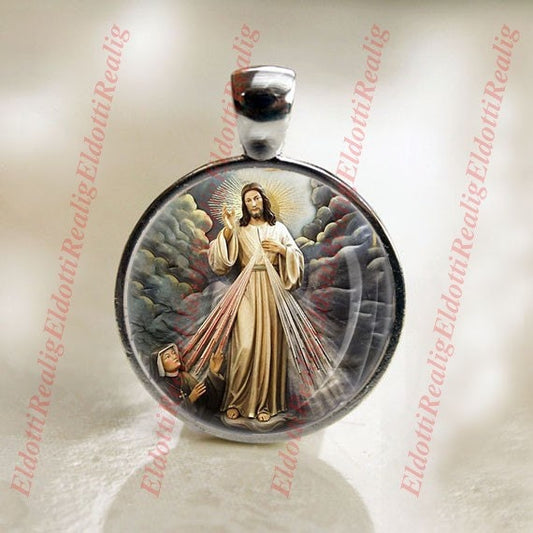 Jesus Divine Mercy Catholic Christian Religious Christian Medal Cabochon Pendant