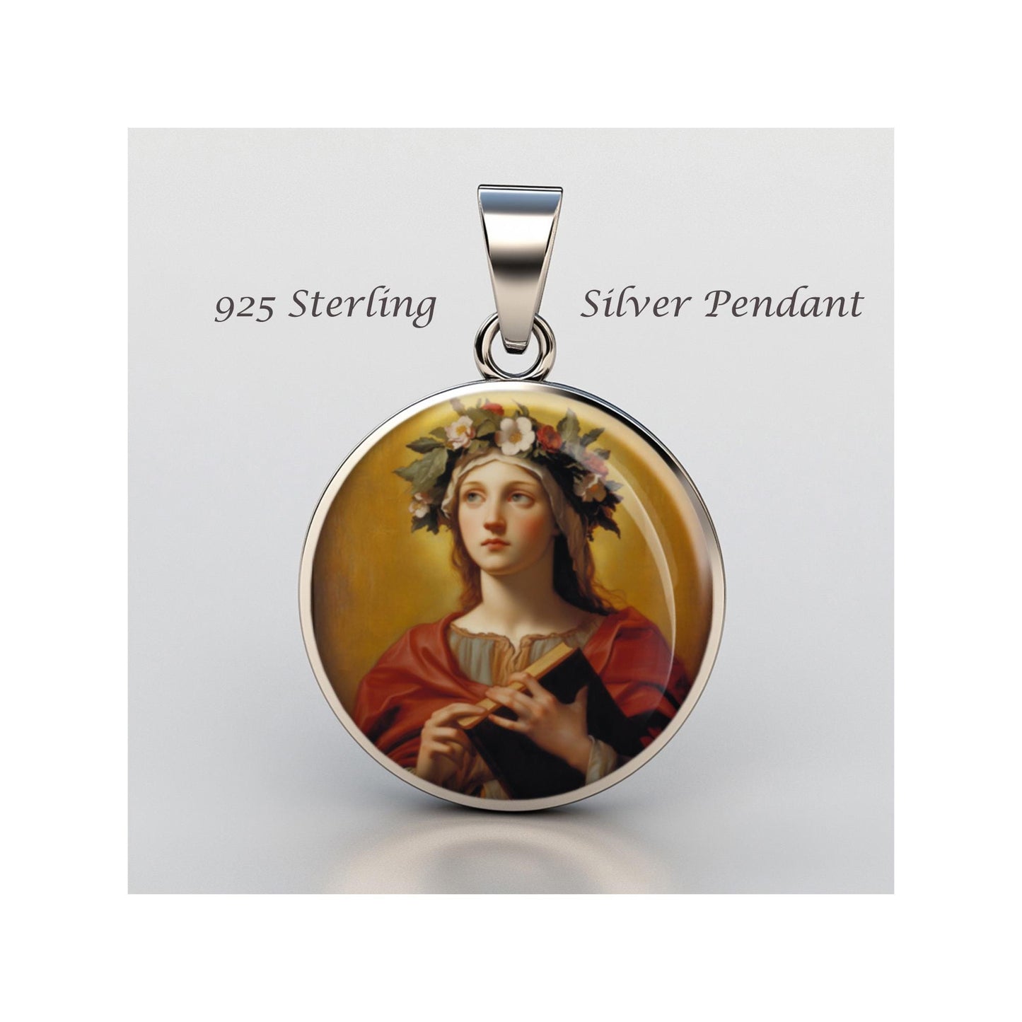 Saint Bona Of Pisa Religious Devotional sterling silver 925 Christian Medal Patron Pendant