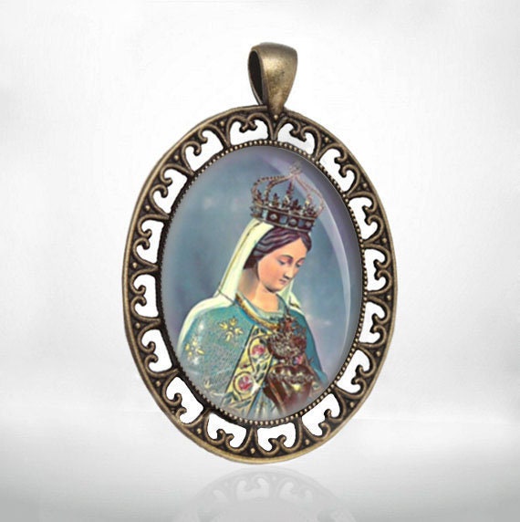 Our Lady Notre Dame du Cap Pendant Virgin Mary Jewelry Pendant Bronze Brass Medal