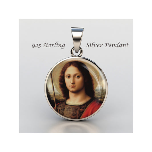 Saint Sebastian Catholic sterling silver 925 Christian Medal Patron Pendant image 0