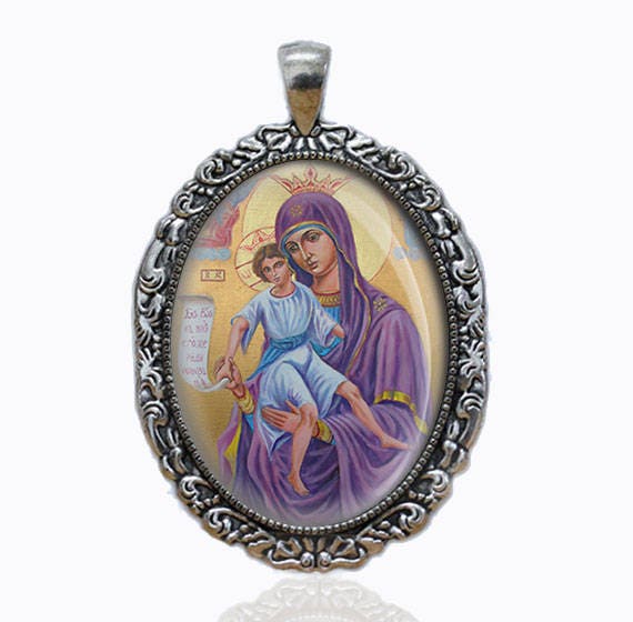 Axion estin It is Truly Meet Divine Services Virgin Mary Medal Christian Icon Orthodox