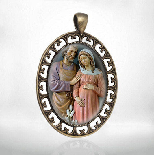 Our Lady of Advent Medal St Joseph Pregnant Mary Catholic Pendant for Necklace