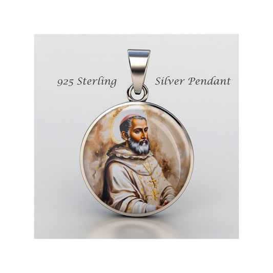 Saint Ezekiel Moreno Catholic sterling silver 925 Christian Medal Patron Pendant image 0