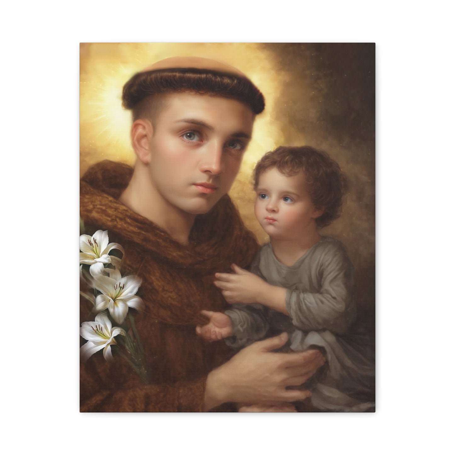 St Anthony with Jesus Canvas Print, Catholic Decor Wall, Gift Religious Christian