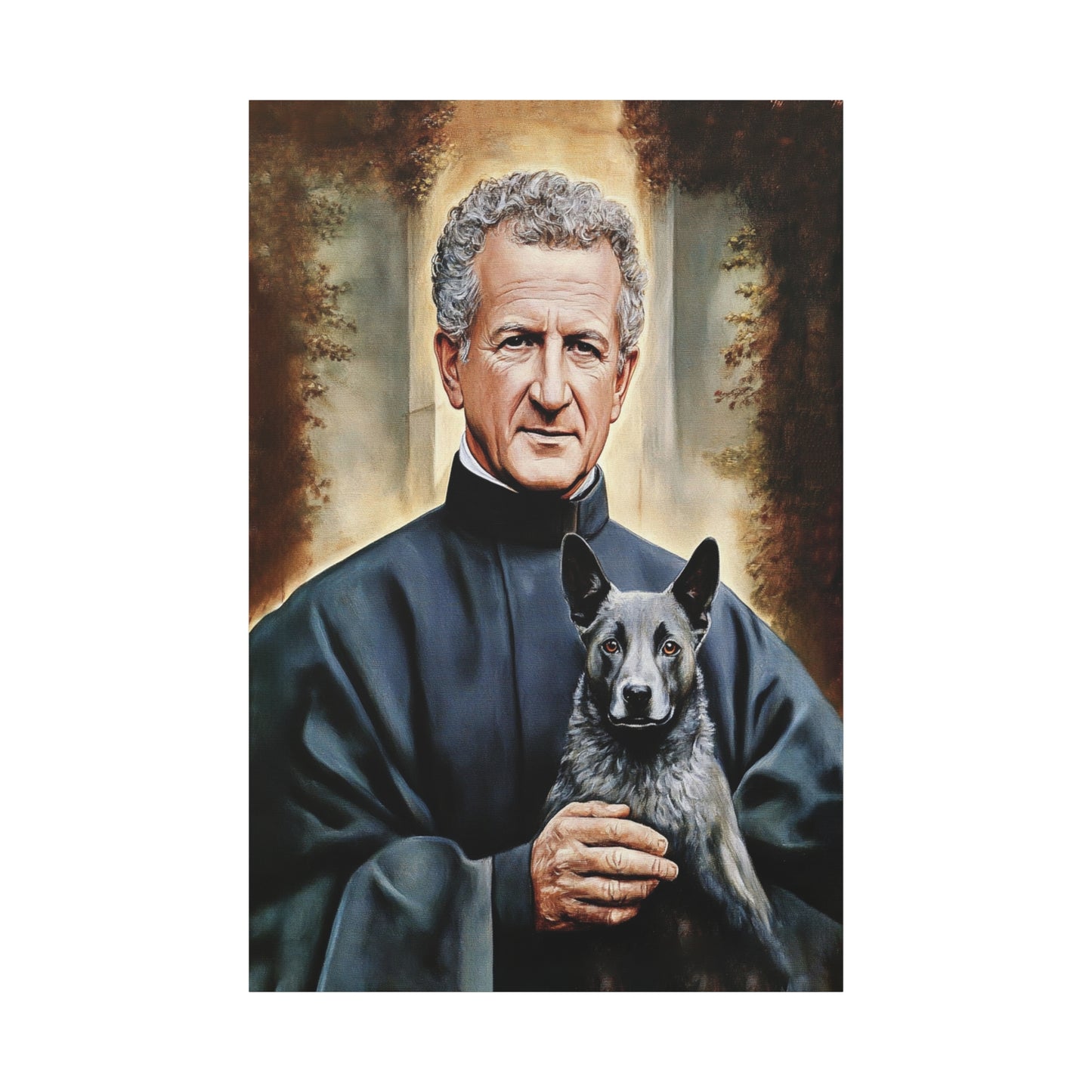 St. John Bosco and Grigio Catholic Canvas Wall Art, Christian Decor