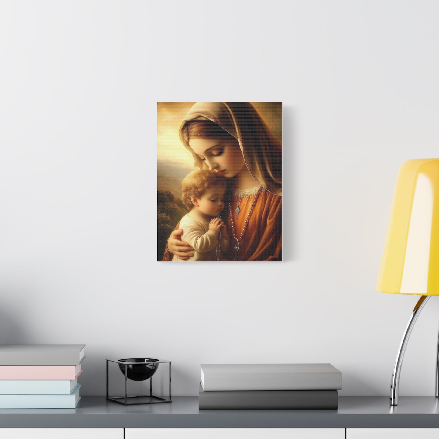 Mother Mary and Baby Jesus Catholic Canvas Wall Art, Christian Decor