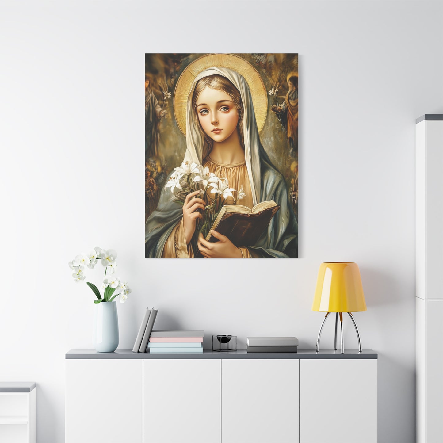 St. Dymphna Catholic Canvas Wall Art, Christian Decor