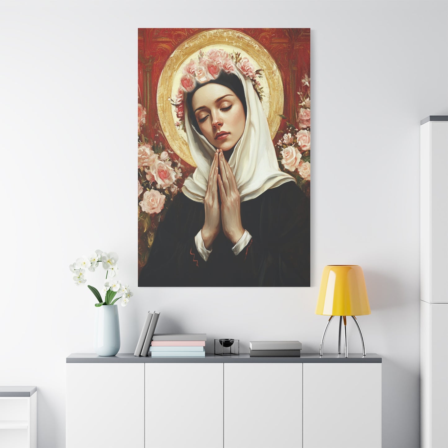Ready To Hang - St. Rose of Lima Roses Catholic Canvas Wall Art, Christian Decor