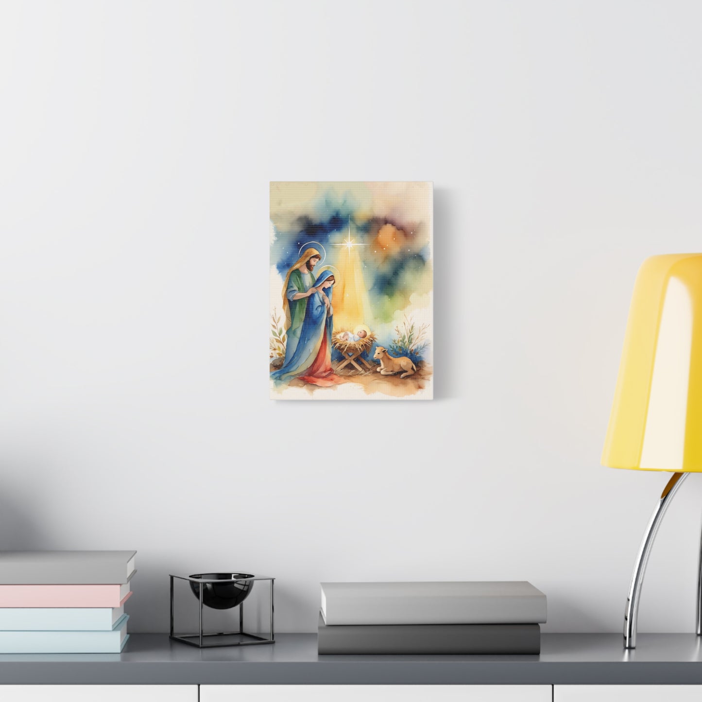 Nativity Scene Holy Family Canvas Wall Art, Christian Decor
