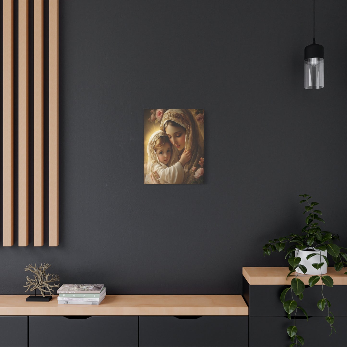 Mother Mary with Jesus Catholic Canvas Wall Art, Christian Decor