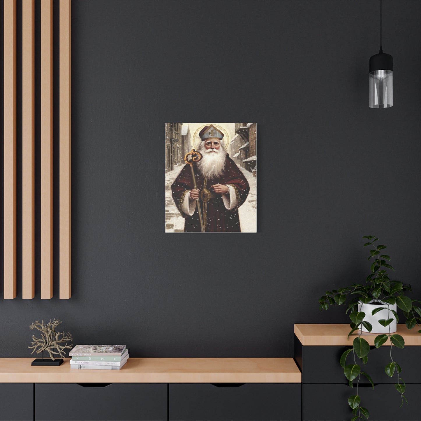 St. Nicholas of Bari Religious Canvas Wall Art, Christian Decor