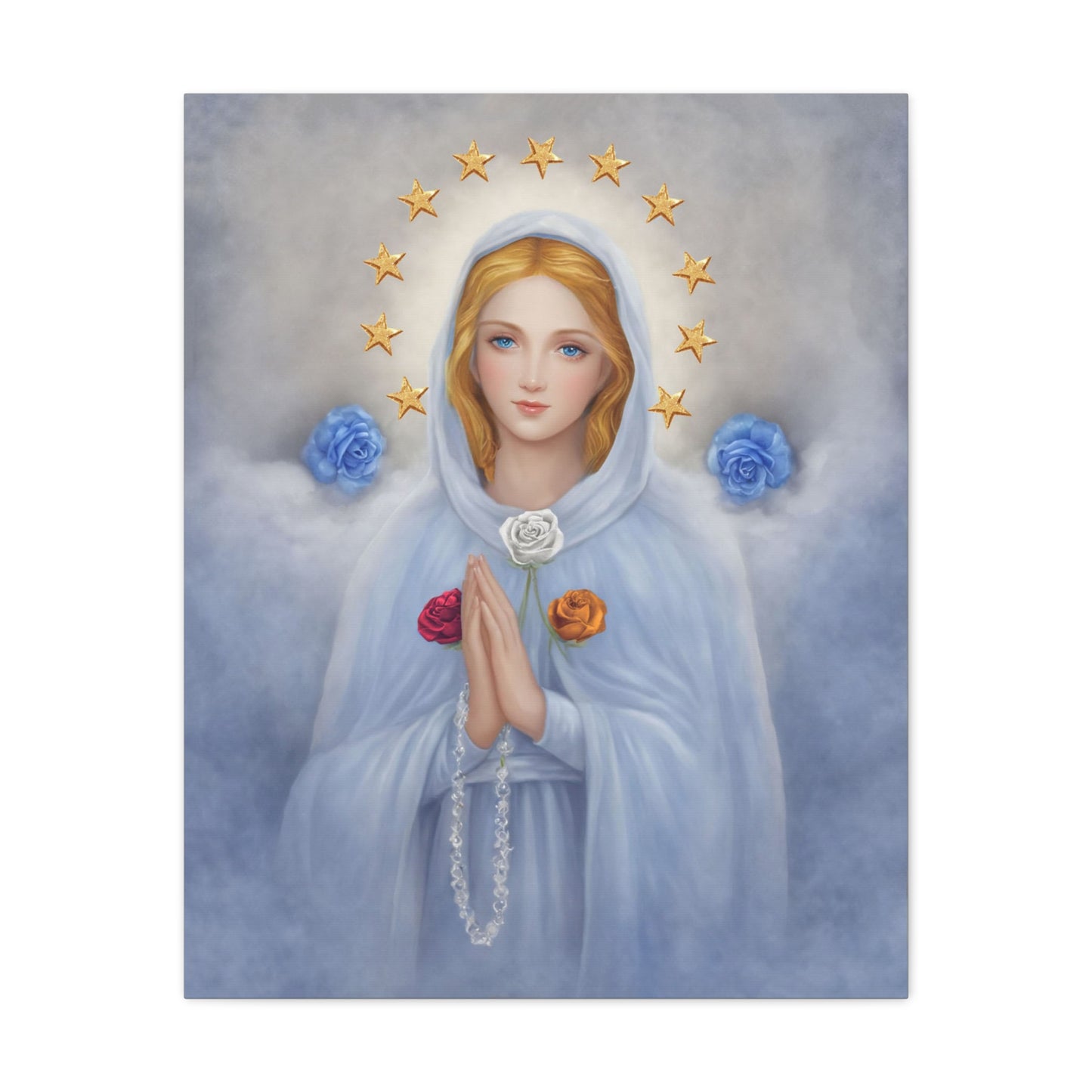 Rosa Mystica Mary Catholic Canvas Wall Art, Christian Decor